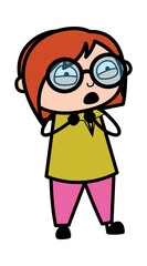 Cartoon Teacher Surprised in Fear