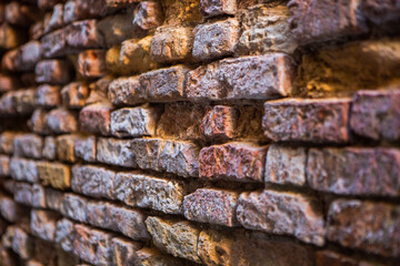 Close up detail of an ancient Italian brick wall in the heart of Venice Italy take 3