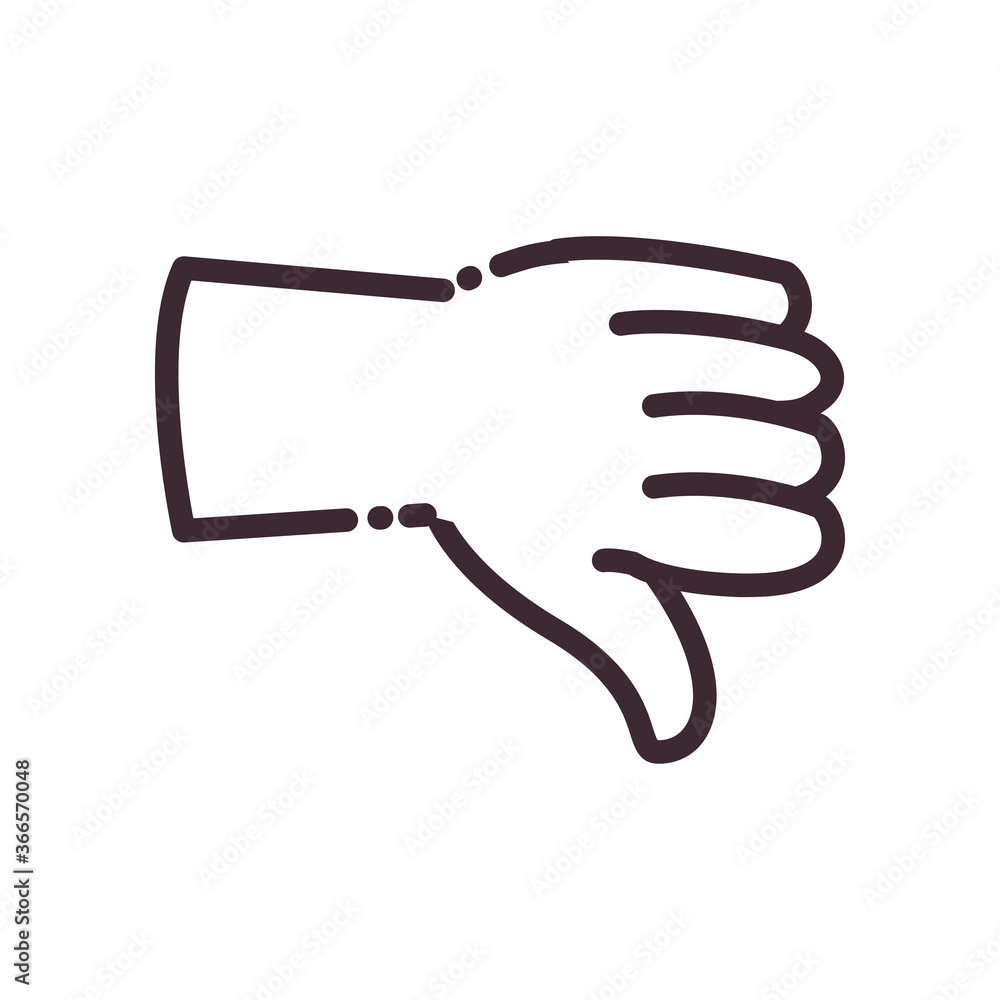 Poster dislike gesture with hand line style icon vector design