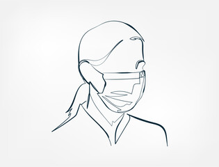 mask line one art isolated vector illustration