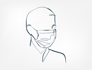 mask line one art isolated vector illustration