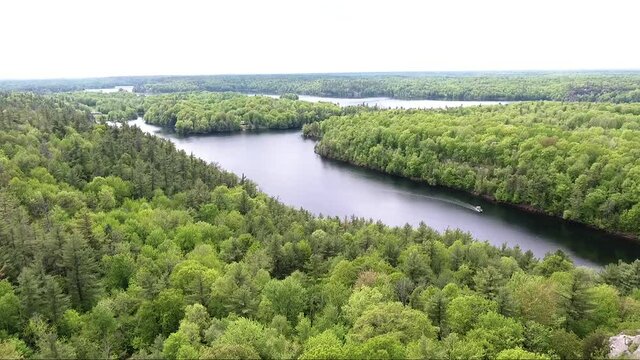 Drone Flying Over Northern Ontario River