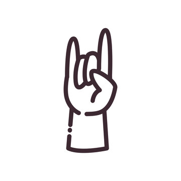 rock gesture with hand line style icon vector design