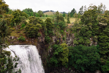 Fototapeta na wymiar Whangarei Heads with waterfall in New Zealand