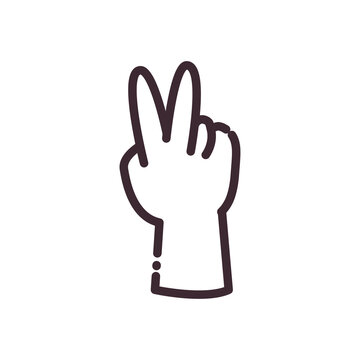 love peace gesture with hand line style icon vector design