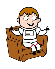 Cartoon Astronaut talking on sofa