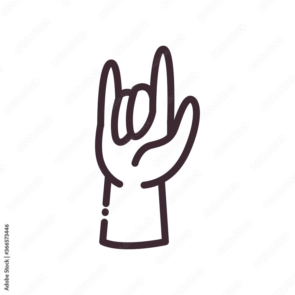 Poster rock gesture with hand line style icon vector design