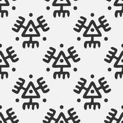 Ethnic seamless pattern. Vector tribal background. Black and white style. Ethnic flowers and geometric frames. Design for fabric, wallpaper, border, wrapping paper.