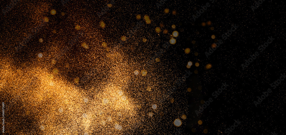 Poster abstract dark background with golden sparkles. blurred effect. concept for festive background or for
