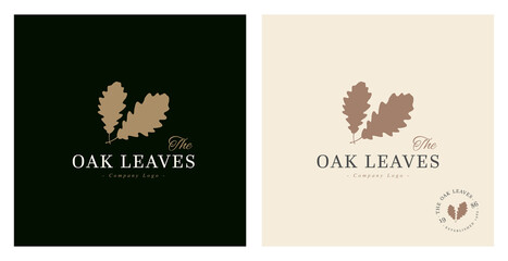 Oak leaves rustic vector logo