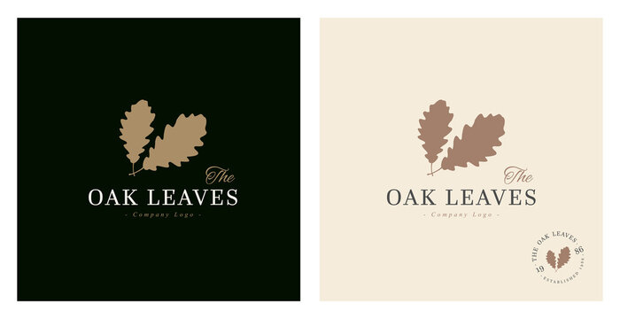 Oak leaves rustic vector logo