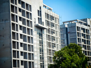 Building under construction. New Housing Project. Upcoming Residential Projects Building. Under Constructions Projects in modern city. Tallest building in India under construction.