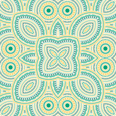 Beautiful italian maiolica tile seamless ornament. Geometric texture vector motif. Coverlid print design. Stylized italian mayolica tilework endless pattern. Line art graphic background.