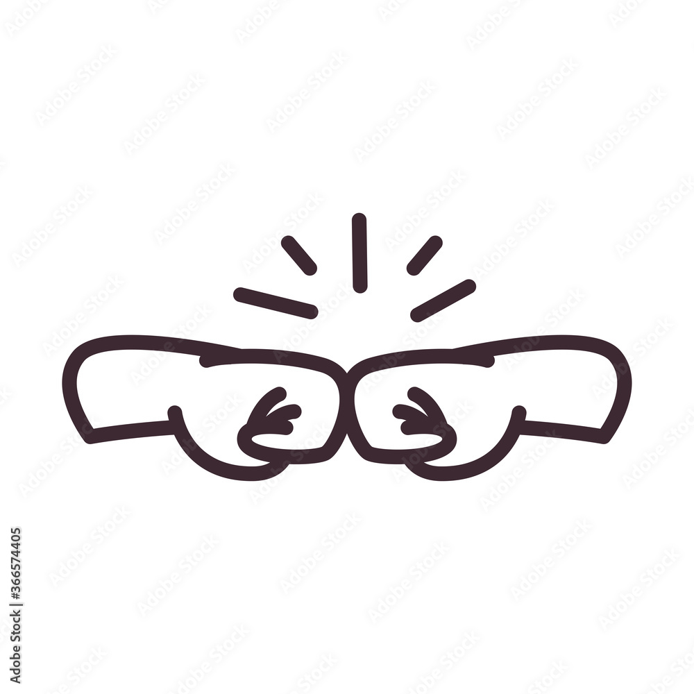 Poster fist gesture with hands line style icon vector design