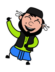 Cartoon Muslim Man Laughing