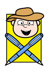 Cartoon Farmer Pen Mascot