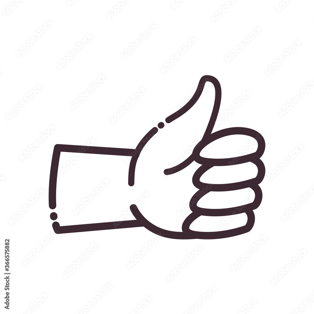 Poster like gesture with hand line style icon vector design