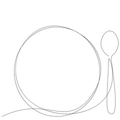 Spoon silhouette line drawing vector illustration