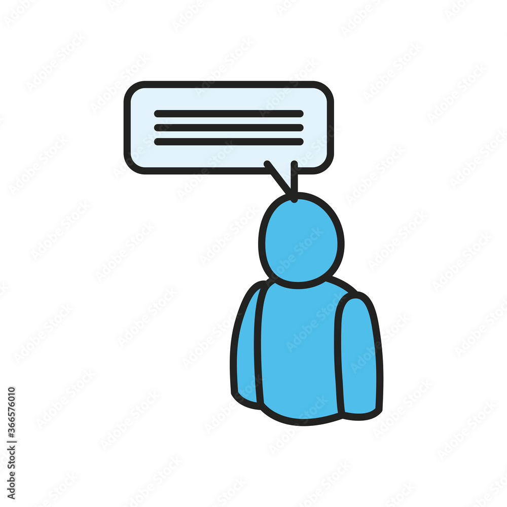 Poster avatar with communication bubble line and fill style icon vector design