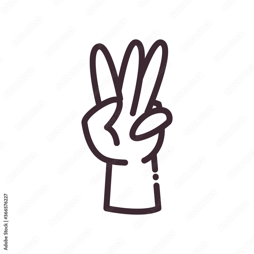 Poster three gesture with hand line style icon vector design