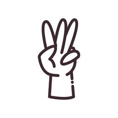 three gesture with hand line style icon vector design