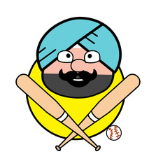 Cartoon Cute Sardar Baseball Mascot