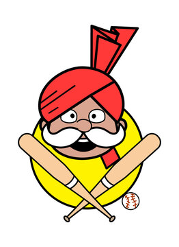 Cartoon Haryanvi Old Man Baseball Mascot Stock Vector | Adobe Stock
