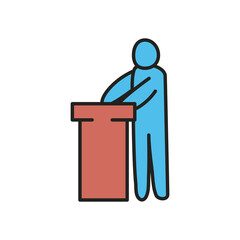 Avatar on podium line and fill style icon vector design