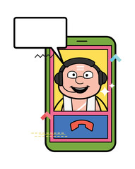 Cartoon South Indian Pandit Video Calling on Mobile