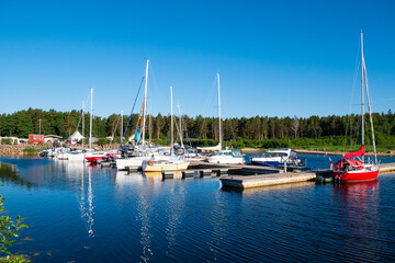 Obraz premium Yacht club, with a lot of yachts and boats, ships.
