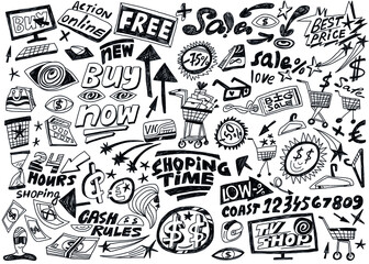 Fototapeta premium Shopping - doodles set vector
