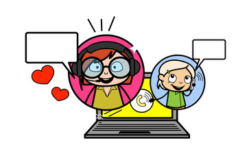 Cartoon Teacher Online Calling