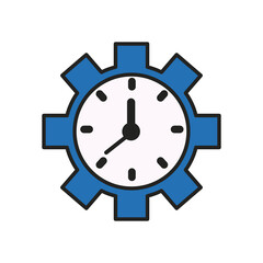 clock in gear line and fill style icon vector design