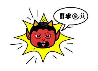 Cartoon Devil Shouting and abusing