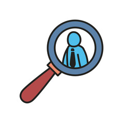 Businessman avatar in lupe line and fill style icon vector design