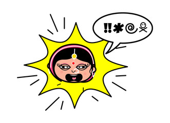 Cartoon Indian Woman Shouting and abusing