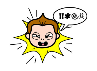Cartoon Schoolboy Shouting and abusing