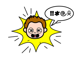 Cartoon Young Boy Shouting and abusing