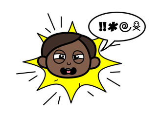 Cartoon Black Girl Shouting and abusing