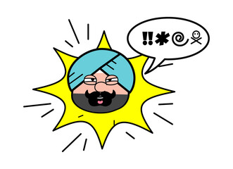 Cartoon Cute Sardar Shouting and abusing