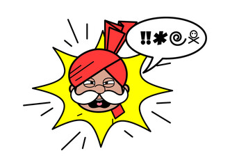 Cartoon Haryanvi Old Man Shouting and abusing