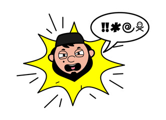 Cartoon Muslim Man Shouting and abusing