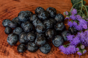 Blueberries on a wooden background. Close-up