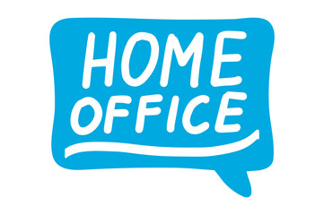 Home office. lettering calligraphy illustration. Work online,working from home, Freelance concept .Vector handwritten sticker with text isolated on white background for banners, templates, postcards.