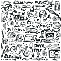 hipsters - doodles set