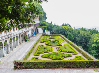 Spectacular view of bublic garden in front of Sanctuary of Bom Jesus do Monte Tenoes. Braga, north...