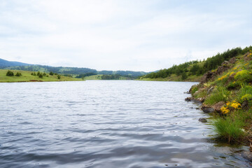 Panoramic photo of the river in the nature