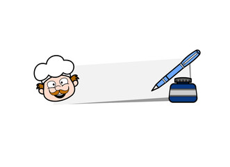 Cartoon Businessman with banner and pen