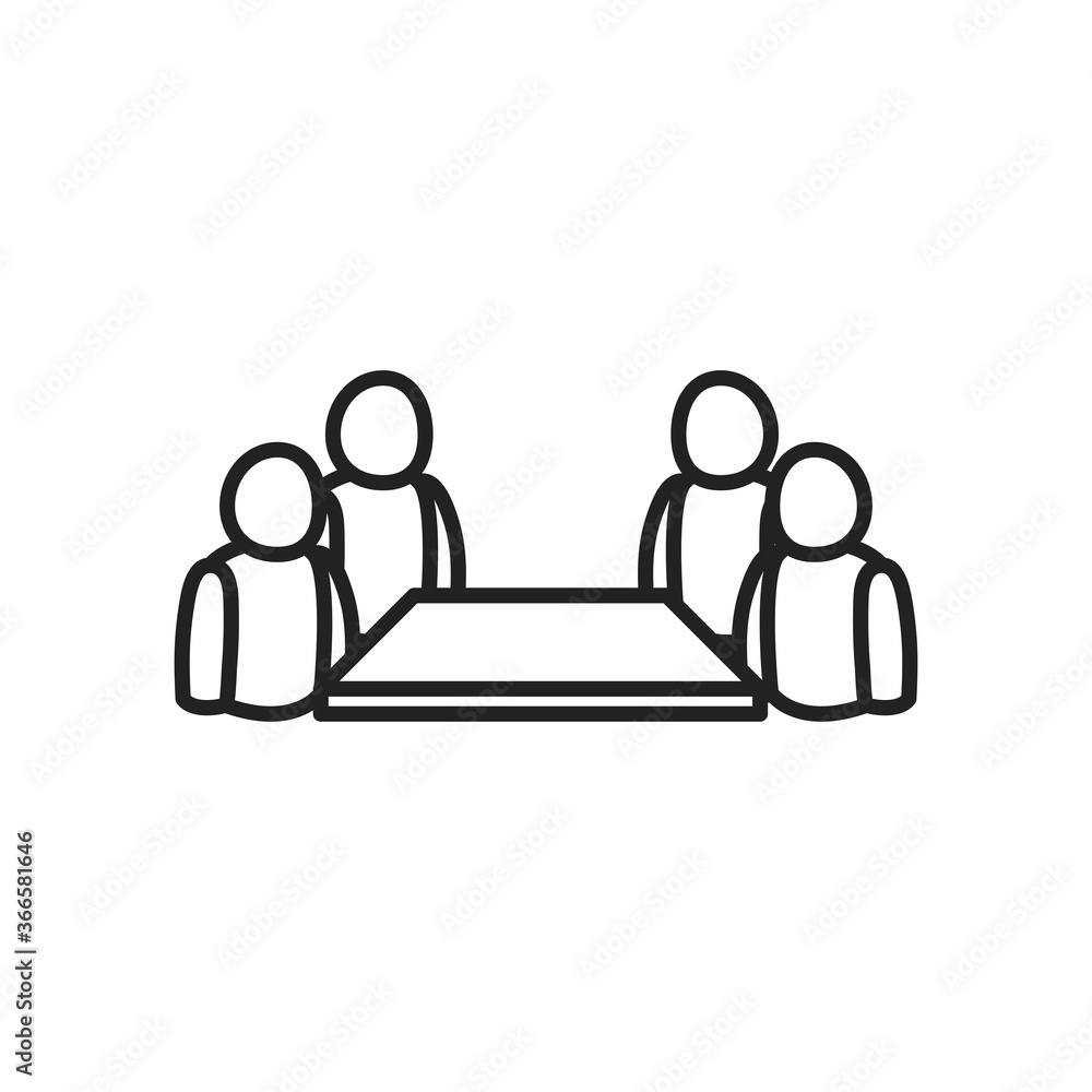 Poster avatars at table line style icon vector design
