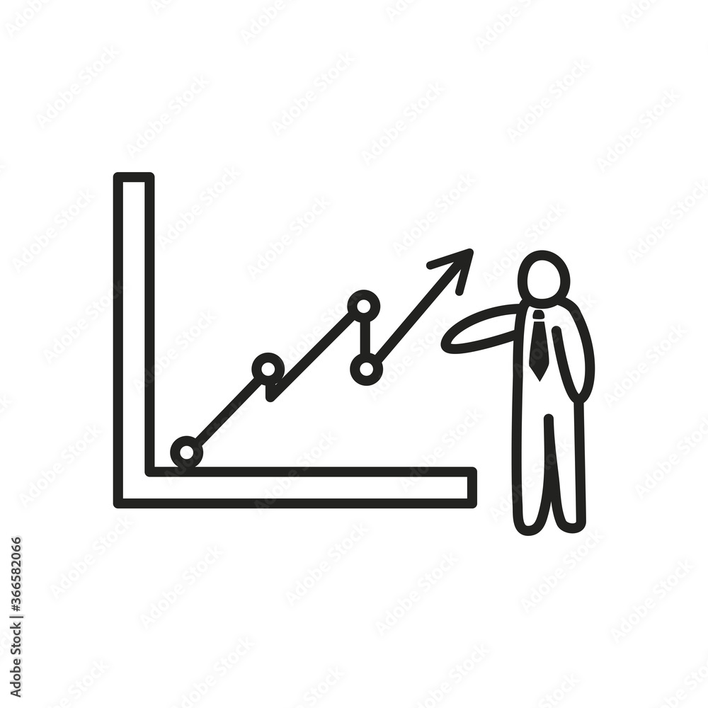 Poster businessman avatar with increase arrow line style icon vector design
